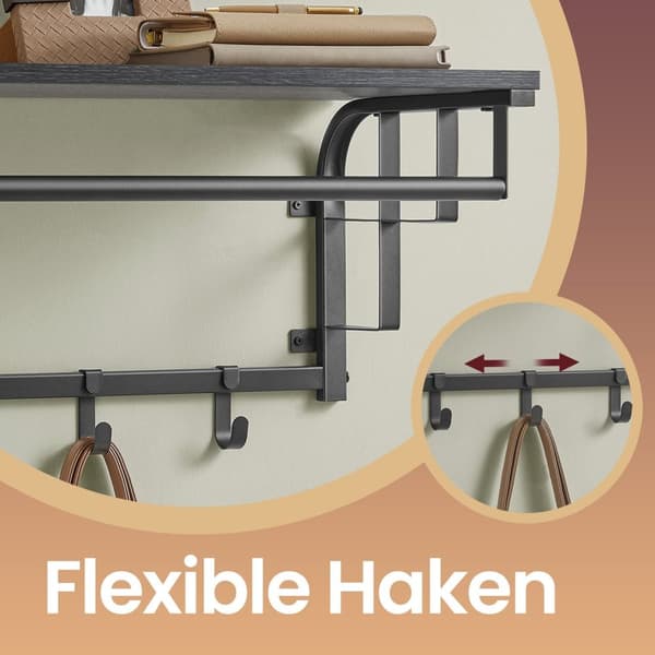 Rootz Wall Garderobe med hylde - Vægmonteret hængende hylde - Træspanel - 30 cm x 66 cm x 27 cm