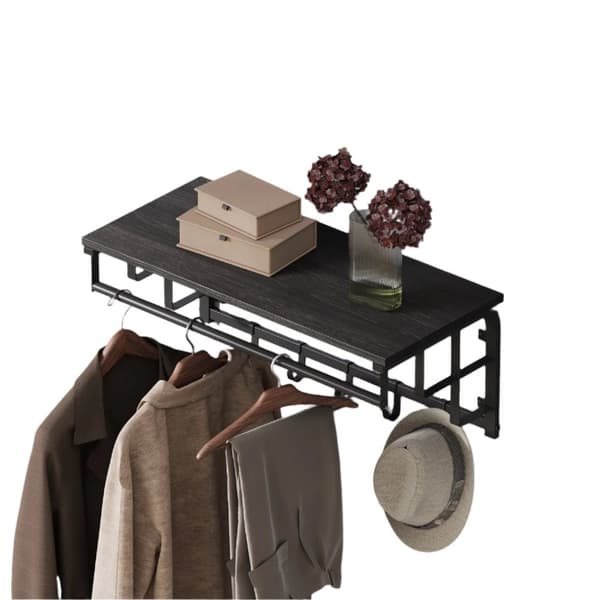 Rootz Wall Garderobe med hylde - Vægmonteret hængende hylde - Træspanel - 30 cm x 66 cm x 27 cm