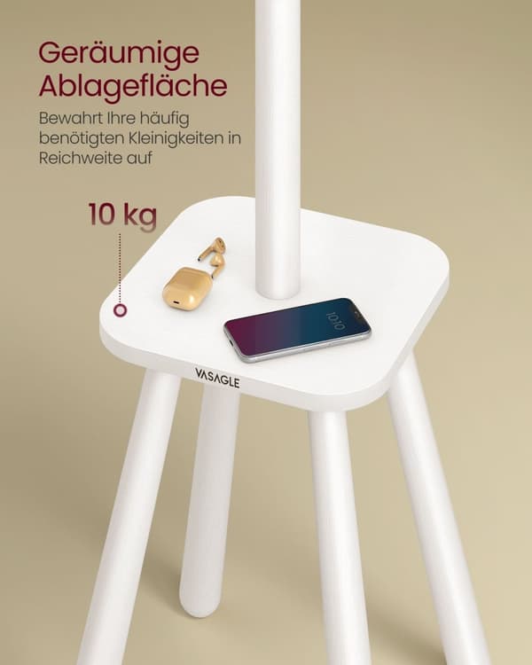 Rootz White Clothes Rack - Garderobearrangør - Opbevaringsplads - Gummi træ - 34,7 cm x 34,7 cm x 170,5 cm