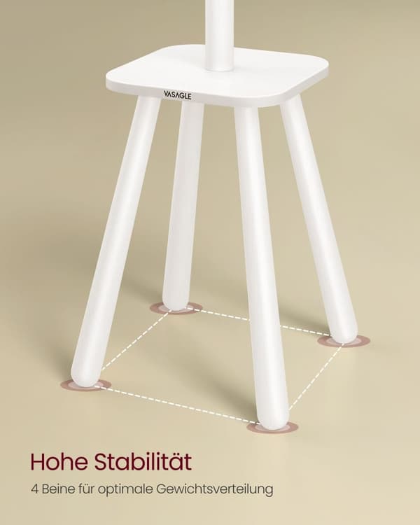 Rootz White Clothes Rack - Garderobearrangør - Opbevaringsplads - Gummi træ - 34,7 cm x 34,7 cm x 170,5 cm