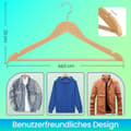 Miniatyrbillede 4 af 5: Rootz Wooden Hanger Set - Tøjbøjle - Fast træbeslag - Holdbart design - 44,5 x 1,2 x 23 cm