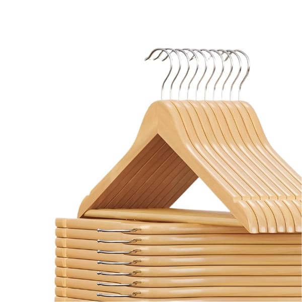 Rootz Wooden Hanger Set - Tøjbøjle - Fast træbeslag - Holdbart design - 44,5 x 1,2 x 23 cm