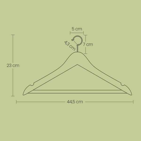 Rootz -puinen ripustinsarja - vaatteiden ripustin - vaateteline - massiivipuuta, stabiilisuus, 44,5 x 23 x 1,2 cm, valkoinen viimeistely