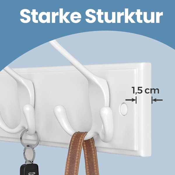 Rootz Wall Garderobe Rack - Cloakroom Hook Strip - Metal Hook Rail - Rumbesparende arrangør - 40 cm x 11 cm x 7 cm