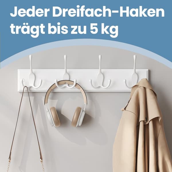 Rootz Wall Garderobe Rack - Cloakroom Hook Strip - Metal Hook Rail - Rumbesparende arrangør - 40 cm x 11 cm x 7 cm