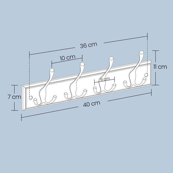 Rootz Wall Garderobe Rack - Cloakroom Hook Strip - Metal Hook Rail - Rumbesparende arrangør - 40 cm x 11 cm x 7 cm
