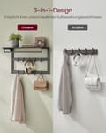 Miniatyrbillede 3 af 6: Rootz Wall Garderobe hylde - frakkeholder - opbevaringskroge - Rumbesparende design - 30 cm x 65 cm x 42 cm