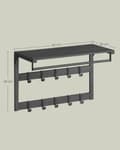 Miniatyrbillede 6 af 6: Rootz Wall Garderobe hylde - frakkeholder - opbevaringskroge - Rumbesparende design - 30 cm x 65 cm x 42 cm