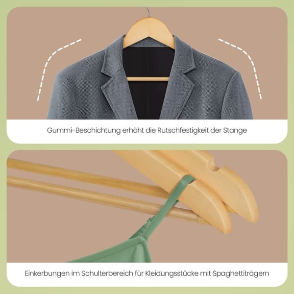 ROOTZ TREENHPAND 20S SET - Tøjbøjle - Beklædningsophæng - Effektiv assistent - 44,5 cm x 23 cm x 1,2 cm