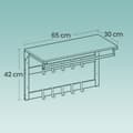 Miniatyrbillede 5 af 5: Rootz Wall Garderobe hylde - Væghylde - 10 Aftagelige kroge - Rumbesparelsesopbevaring - 30 cm x 65 cm x 42 cm