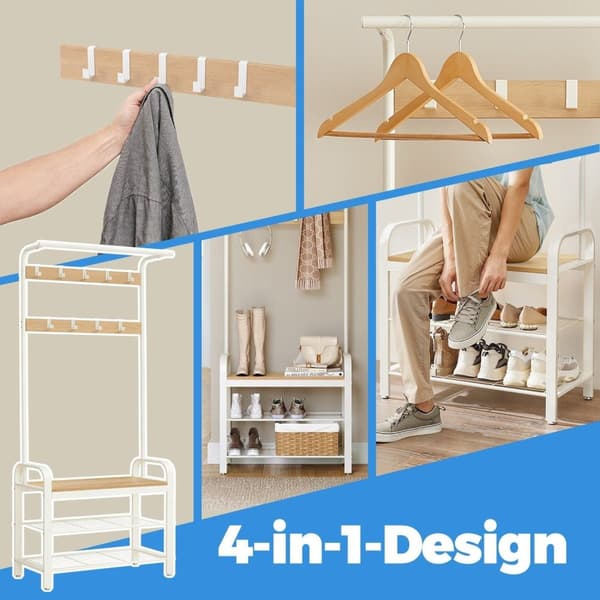 Rootz Garderobe Stand - Cloakroom Stand - Entryway Organizer - Shoe Bench - 72 cm x 33,7 cm x 183 cm