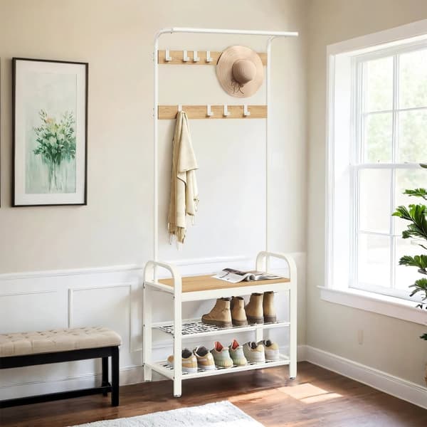 Rootz Garderobe Stand - Cloakroom Stand - Entryway Organizer - Shoe Bench - 72 cm x 33,7 cm x 183 cm
