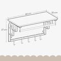 Miniatyrbillede 6 af 6: Rootz Wall Garderobe med hylde - vægmonteret hængende hylde - hængende bar - pladsbesparelse - 66 cm x 27 cm x 30 cm