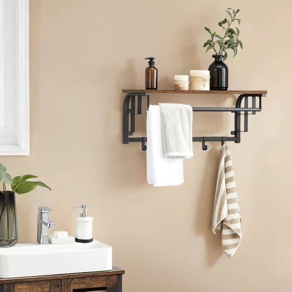 Rootz Wall Garderobe med hylde - vægmonteret hængende hylde - hængende bar - pladsbesparelse - 66 cm x 27 cm x 30 cm