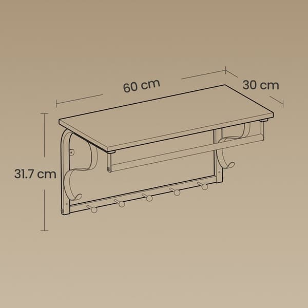 Rootz Wall Garderobe - Wall Shelf - Storage Organizer - Maksimerer plads - 60 cm x 31,7 cm x 30 cm