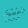 Miniatyrbillede 5 af 5: Rootz Wall Garderobe - Væghylde - 10 Aftagelige kroge - Effektiv opbevaringsløsning - 30 cm x 65 cm x 42 cm