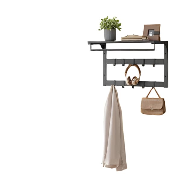 Rootz Wall Garderobe - Væghylde - 10 Aftagelige kroge - Effektiv opbevaringsløsning - 30 cm x 65 cm x 42 cm