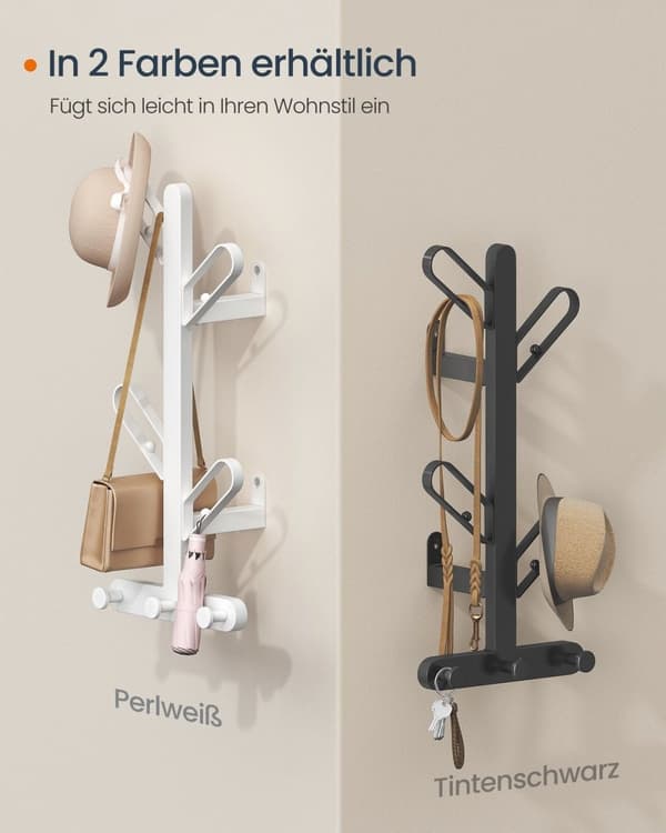 Rootz Wall Garderobe 2 sæt - Opbevaringsskab - Væg skab - holdbart stål - 13 cm x 19 cm x 41 cm - Blæk sort - Holder op til 21 kg