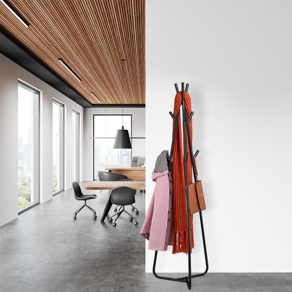 Relaxdays Klädhängare, 9 platser, metall, originaldesign, H x B x D: 157 x 40 x 48 cm, svart
