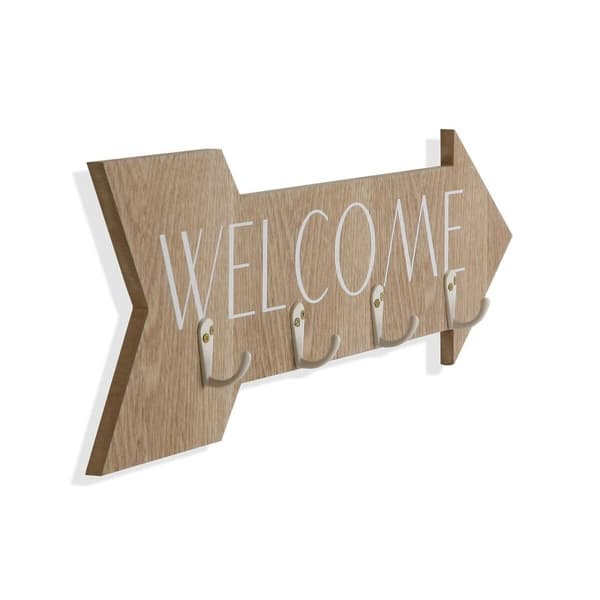Knagerække til væggen Versa Welcome Træ MDF 4 x 14,5 x 48 cm