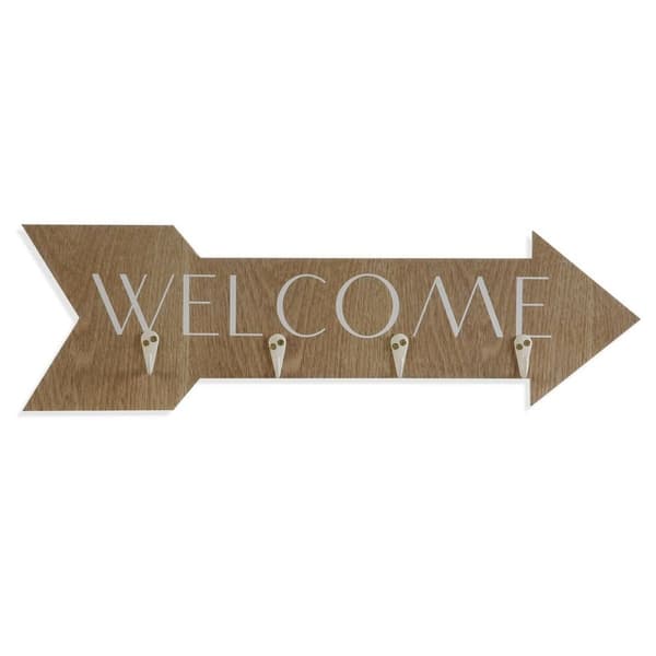 Knagerække til væggen Versa Welcome Træ MDF 4 x 14,5 x 48 cm