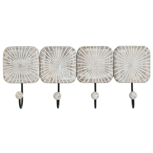 Wall mounted coat hanger Home ESPRIT Valkoinen Musta Rauta Mangopuu Kaupunki 41 x 7 x 17 cm