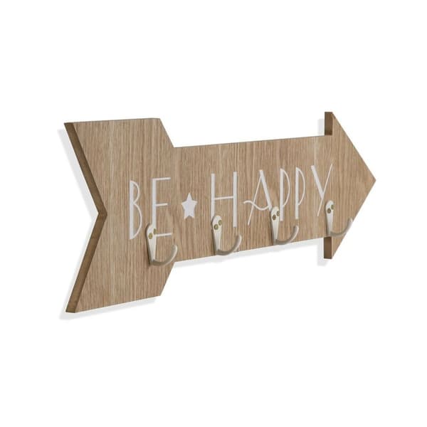 Knagerække til væggen Versa Be Happy Træ MDF 4 x 14,5 x 48 cm