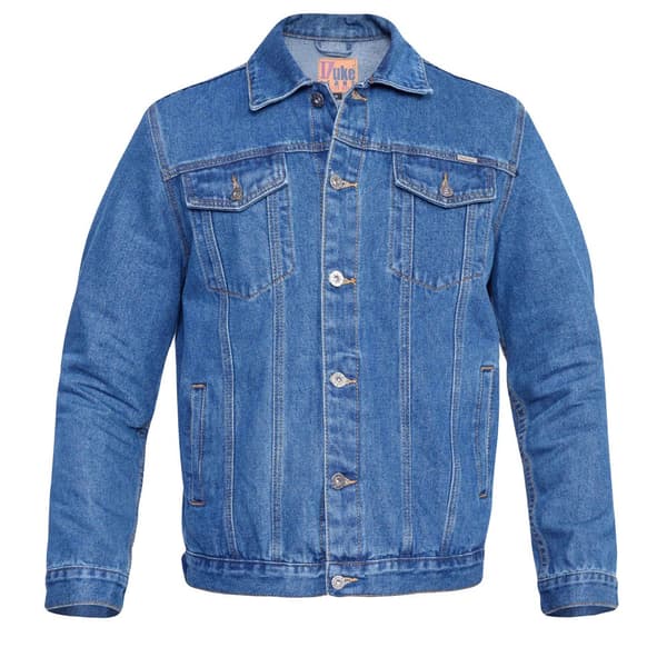 Duke Mens D555 London Trucker Denim Jacket Stonewash Small