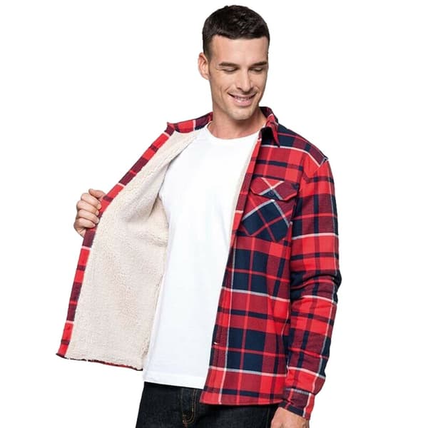 Kariban Mens Sherpa Lined Checked Shirt Jacket