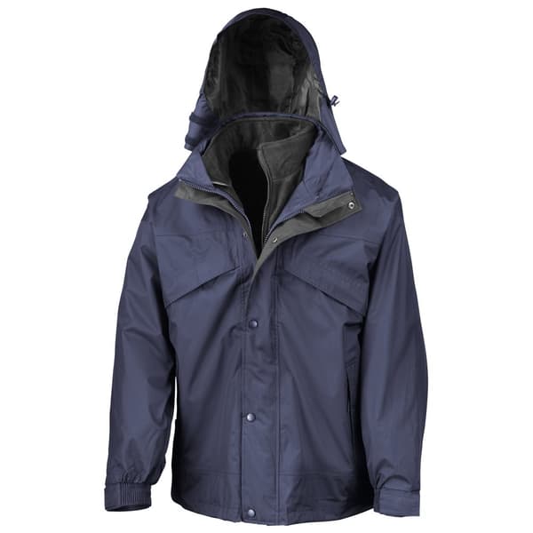 Result Mens 3 In 1 Zip And Clip StormDri Waterproof Windproof Jacket Navy Blue 2XL