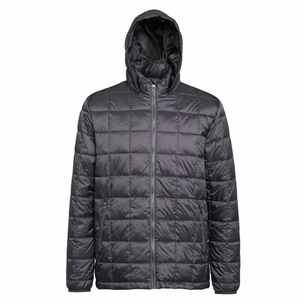 2786 Herre Box Quilt Hooded Zip Up jakke med lynlås