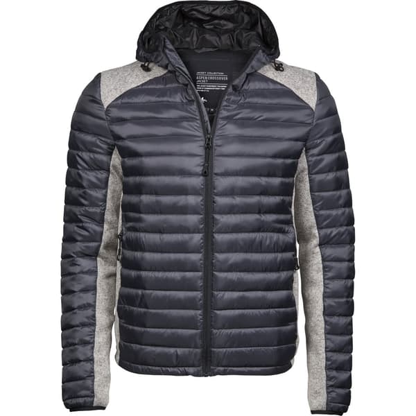 Tee Jays Herre Crossover Hooded polstret udendørs jakke med hætte Space Grey/Grey Melange M
