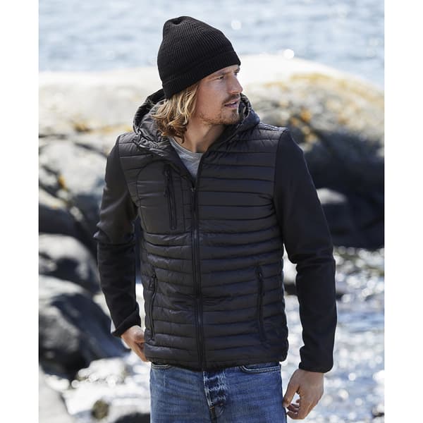 Teejays Mens Hooded Full Zip Crossover Jacket med huva