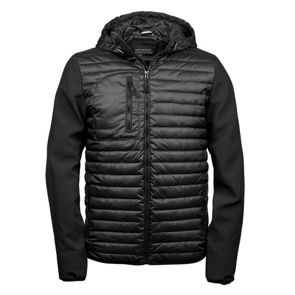 Teejays Mens Hooded Full Zip Crossover Jacket med huva Black 3XL