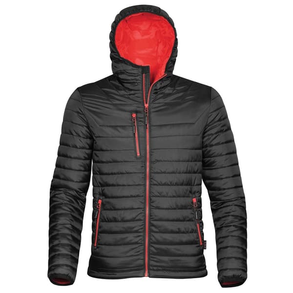Stormtech Mens Gravity Hooded Thermal Winter Jacket (Durable Water Resistant) Black/True Red XL