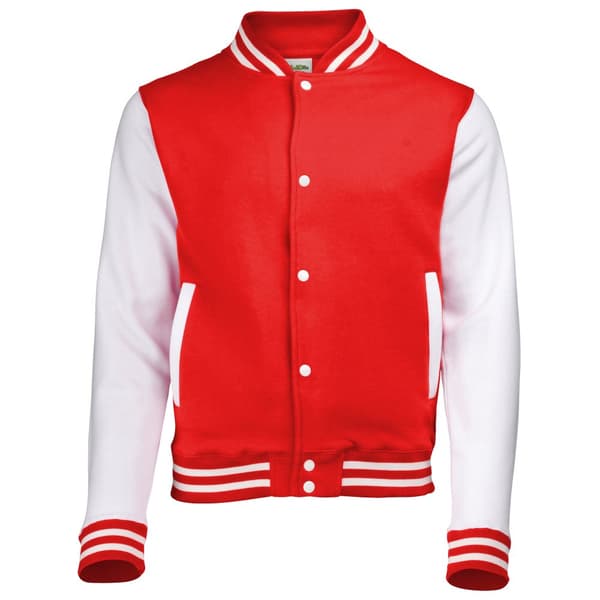 Awdis Kids Unisex Varsity Jacket / Schoolwear Fire Red/White 7-8