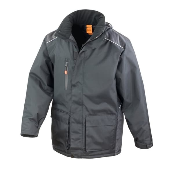 Result Mens Work-Guard Vostex Long Coat / Workwear (Waterproof & Windproof) Black 2XL