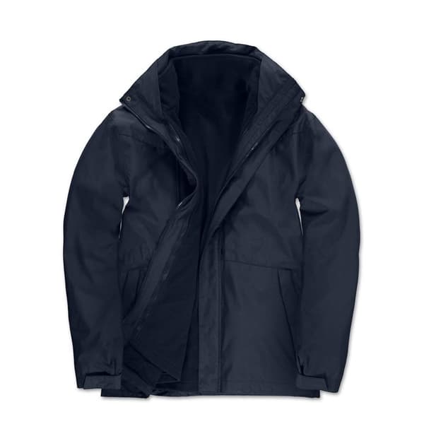B&C Mens Corporate 3-In-1 Hooded Parka Jacket Navy 3XL