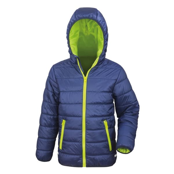 Result Core Childrens/Kids Junior Padded Showerproof & Windproof Jacket Navy/Lime XS