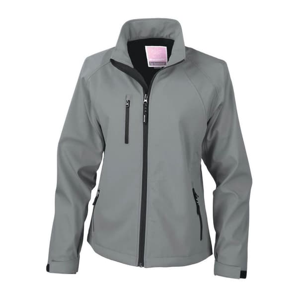 Result Ladies/Womens La Femme® 2 Layer Base Softshell Breathable Wind Resistant Jacket Silver Grey XS
