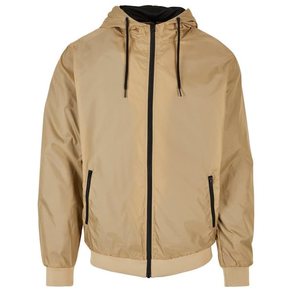 Build Your Brand Mens Zip Up Wind Runner Jacket Union Beige/Black XL