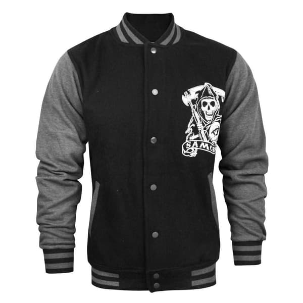 Sons Of Anarchy Officiell reaper Varsity Jacket för män Grey/Black S