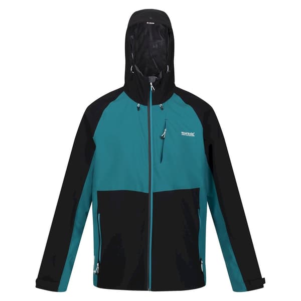 Regatta Herre Britedale Colour Block vandtæt jakke Black/Pacific Green M
