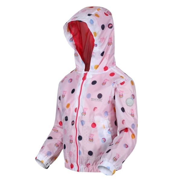 Regatta Childrens/Kids Peppa Pig Polka Dot Hooded Waterproof Jacket
