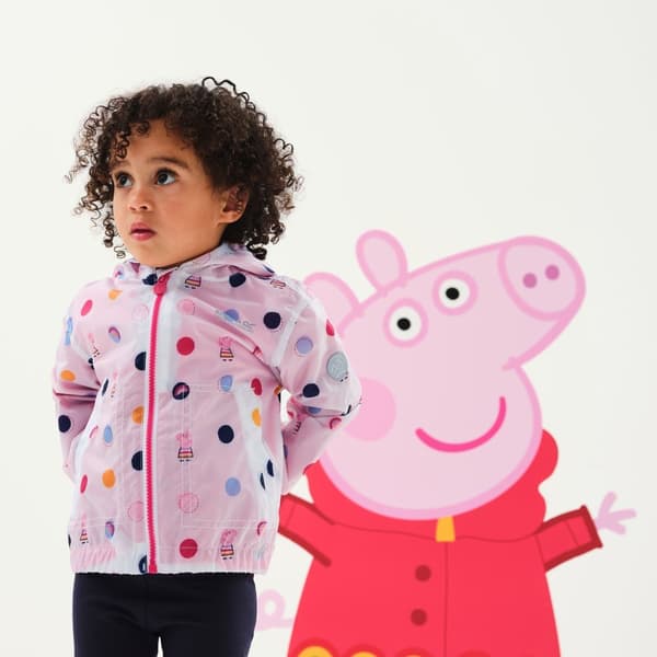 Regatta Childrens/Kids Peppa Pig Polka Dot Hooded Waterproof Jacket