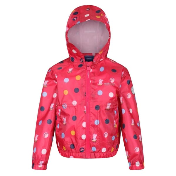 Regatta Childrens/Kids Peppa Pig Polka Dot Hooded Waterproof Jacket