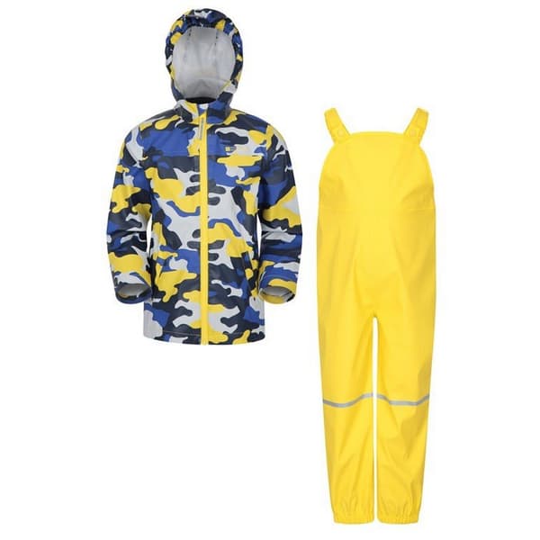 Mountain Warehouse Sæt med vandtæt jakke og bukser i Raindrop Camo til børn/børn