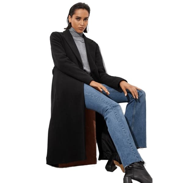Dorothy Perkins Kvinder/damer med lang linie og omslag i høj frakke Black 8 UK