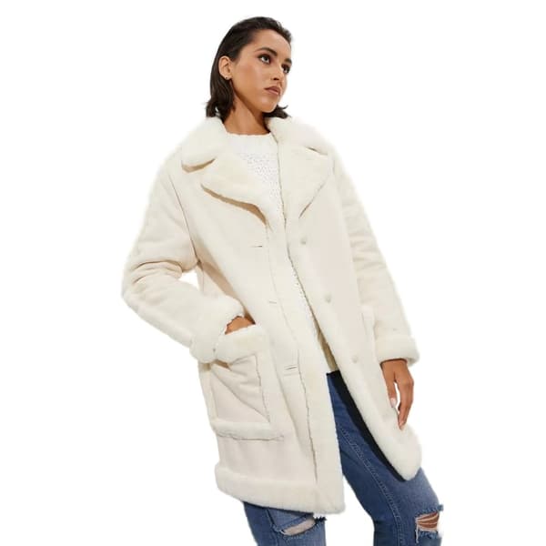 Dorothy Perkins Womens/Ladies Luxe Faux Fur Trim Suedette Tall Coat Cream XL
