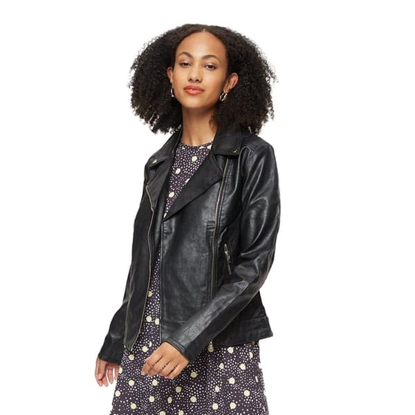 Dorothy Perkins Dame/kvinder Faux læder høj biker jakke